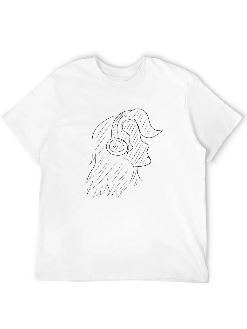 Black Graphic Tee - Woman with Headphones product image 3
