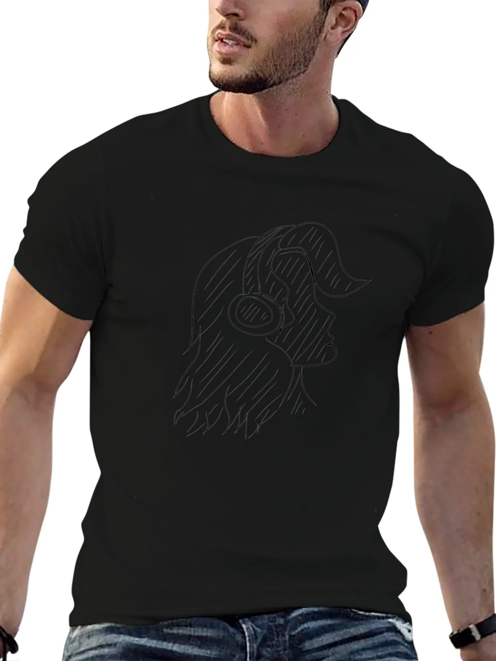 Black Graphic Tee - Woman with Headphones product image 9
