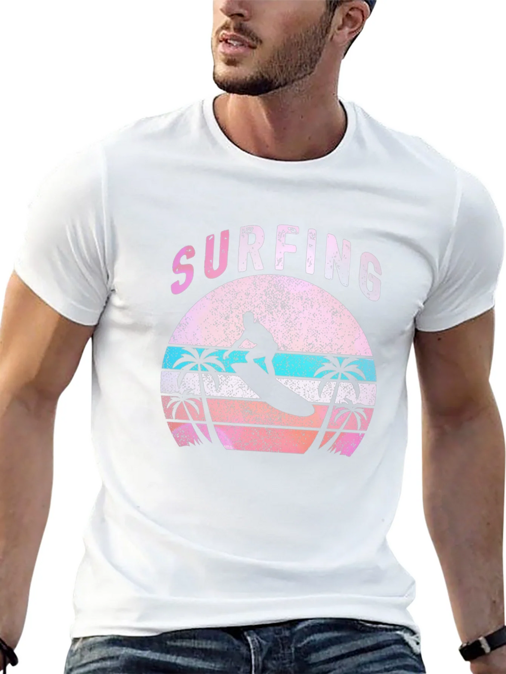 Vintage Surfing T-Shirt - Retro Sunset Palm Tree Design product image 4