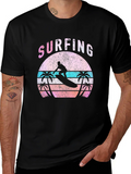 Vintage Surfing T-Shirt - Retro Sunset Palm Tree Design product image 1