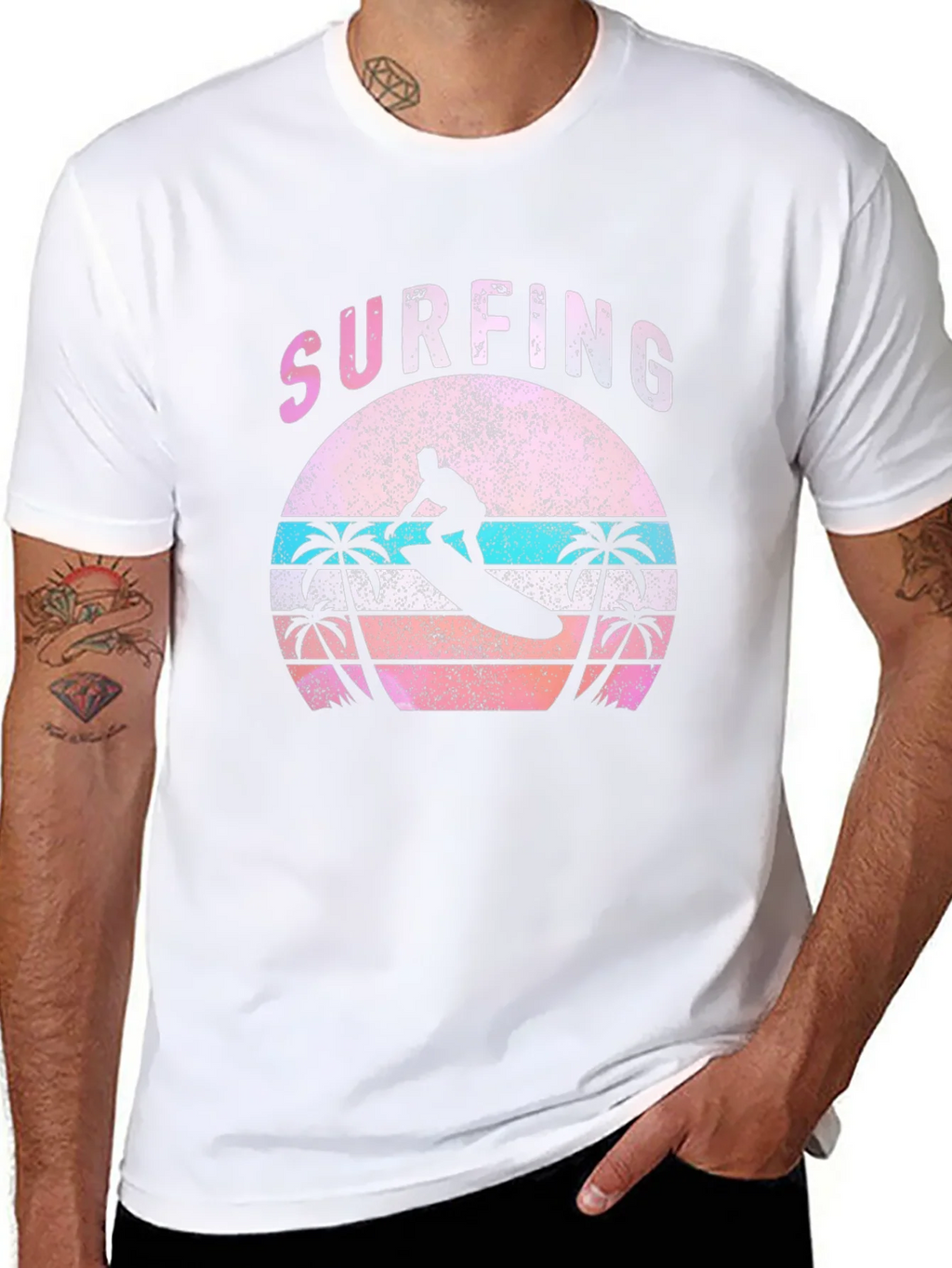 Vintage Surfing T-Shirt - Retro Sunset Palm Tree Design product image 10