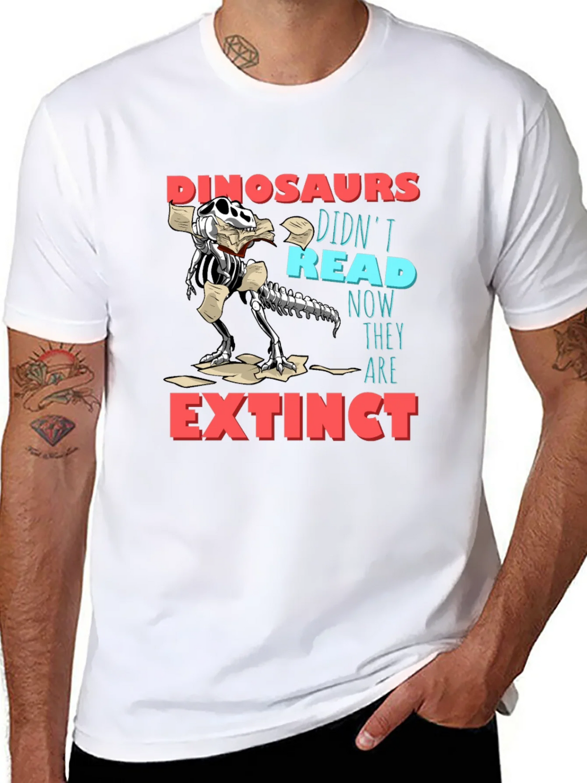 Dinosaurs Didnt Read Funny Graphic T-Shirt product image 10
