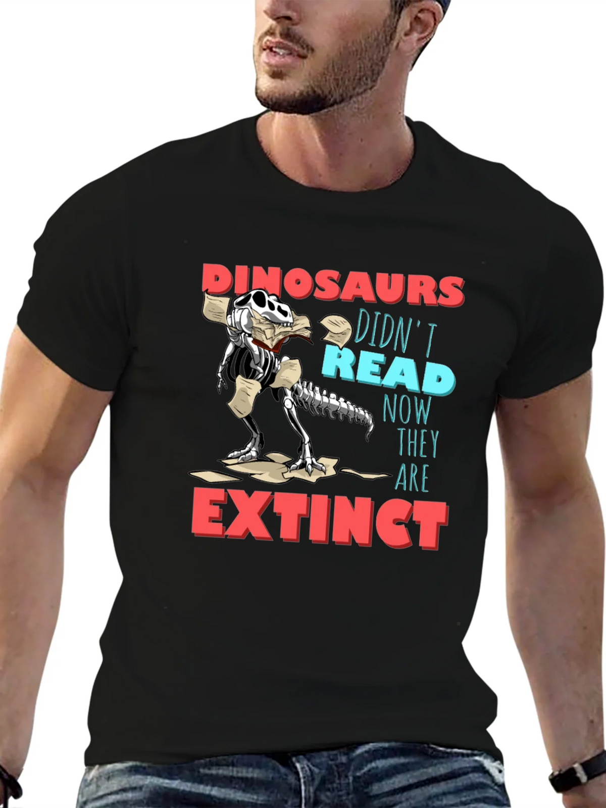 Dinosaurs Didnt Read Funny Graphic T-Shirt product image 9