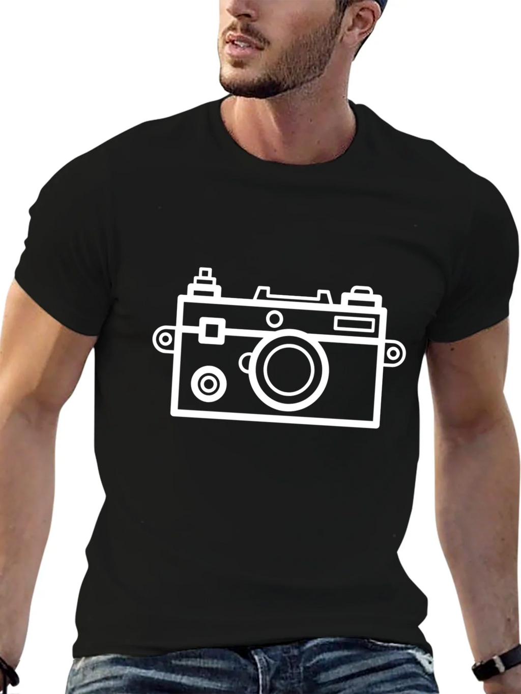 Retro Camera Graphic Tee - Black Cotton T-Shirt product image 9