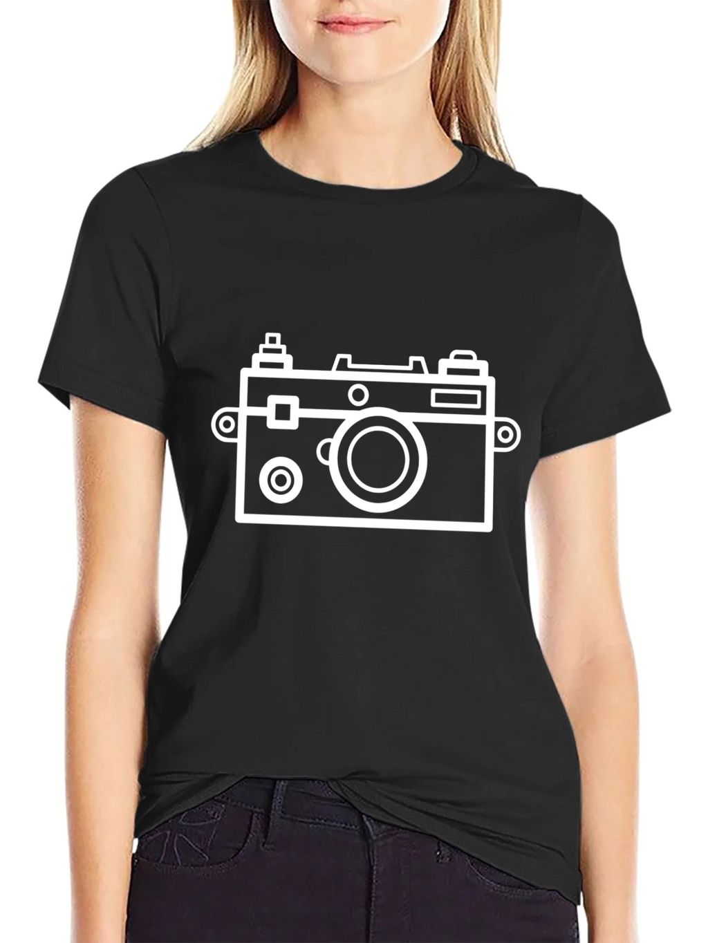 Retro Camera Graphic Tee - Black Cotton T-Shirt product image 5
