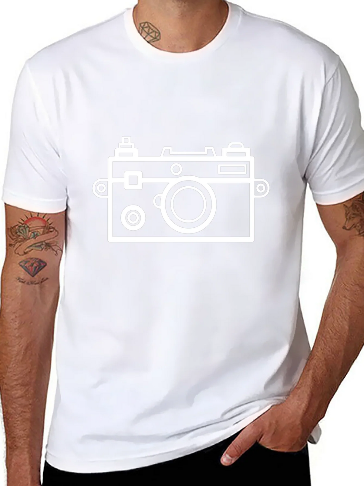Retro Camera Graphic Tee - Black Cotton T-Shirt product image 10