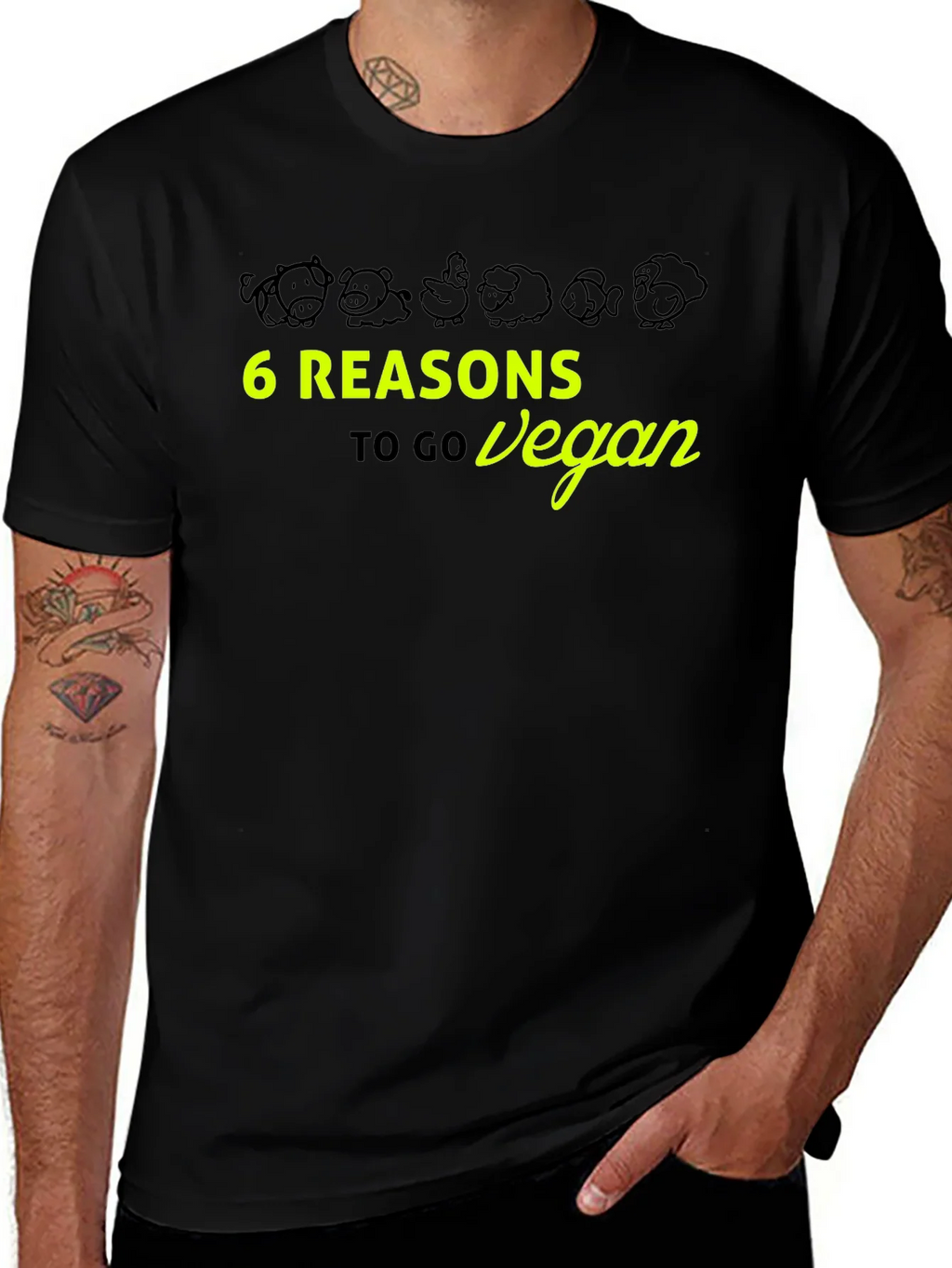 6 Reasons to Go Vegan Graphic Tee product image 1