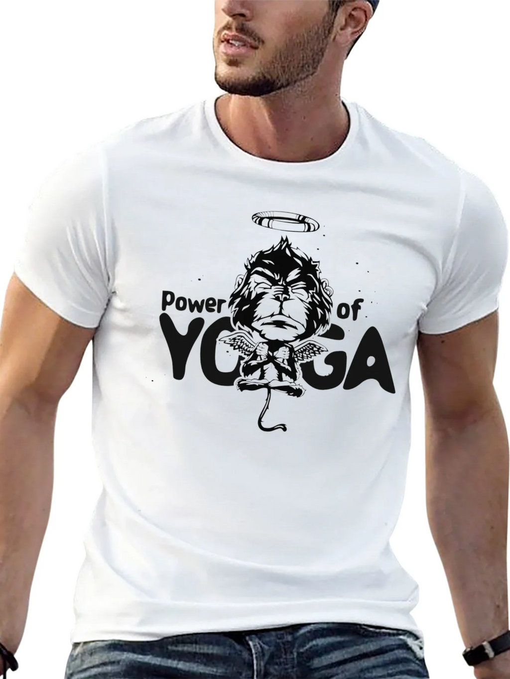 Black Graphic Tee: Angel Devil Monkey Design product image 4