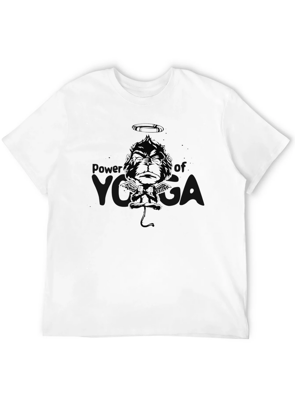 Black Graphic Tee: Angel Devil Monkey Design product image 3