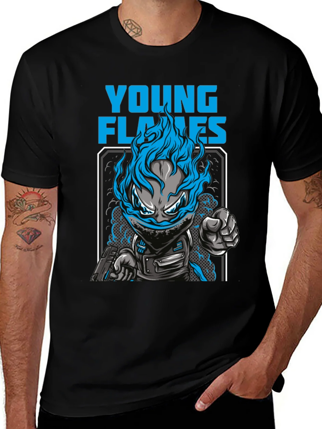 Young Flames Graphic T-Shirt - Blue Fire Design product image 1