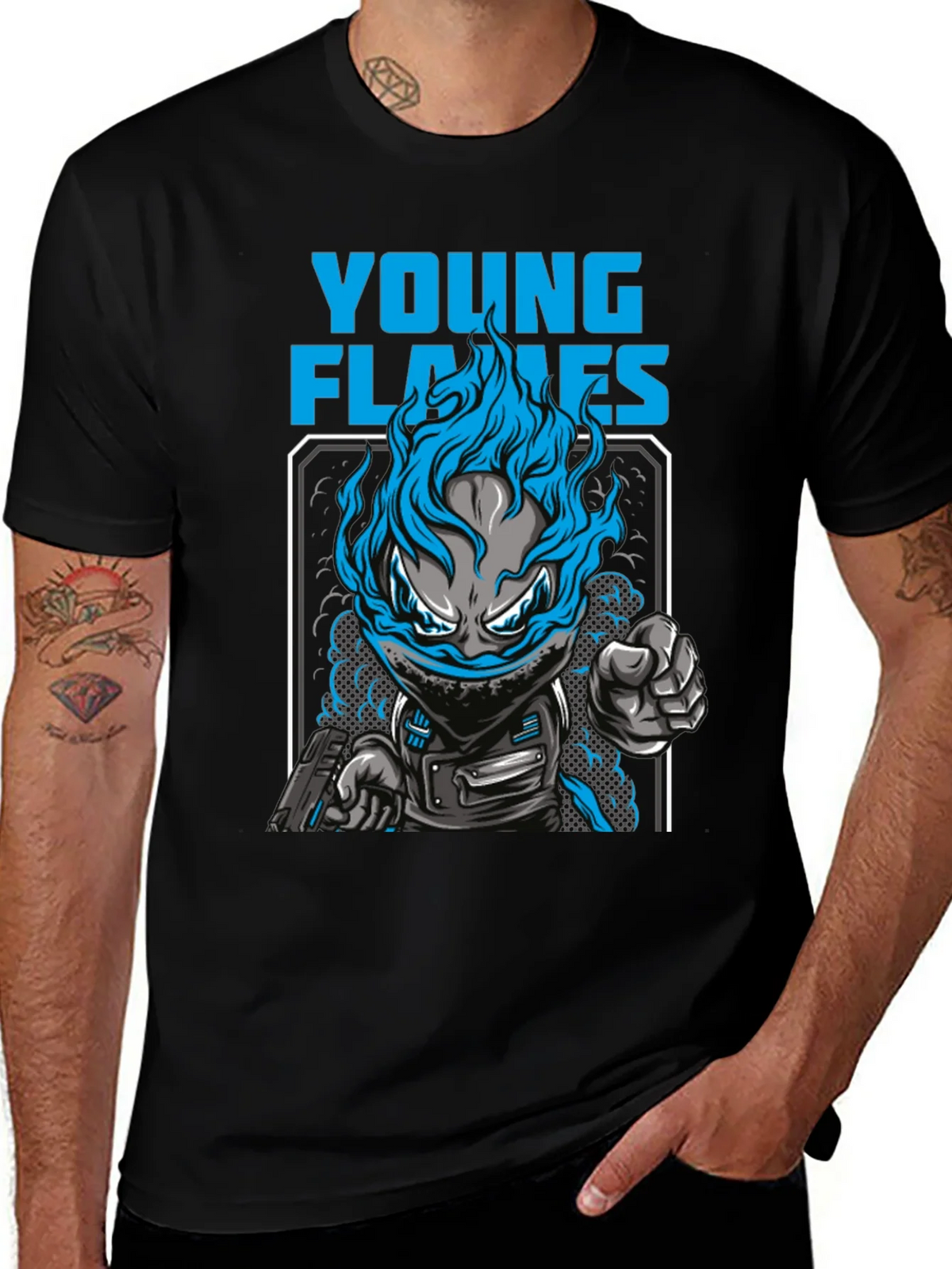 Young Flames Graphic T-Shirt - Blue Fire Design product image 1