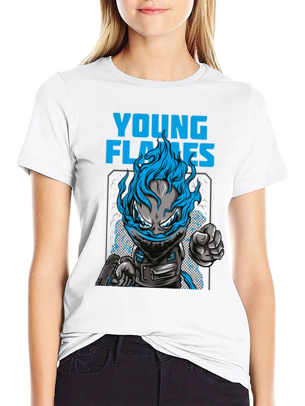 Young Flames Graphic T-Shirt - Blue Fire Design product image 11