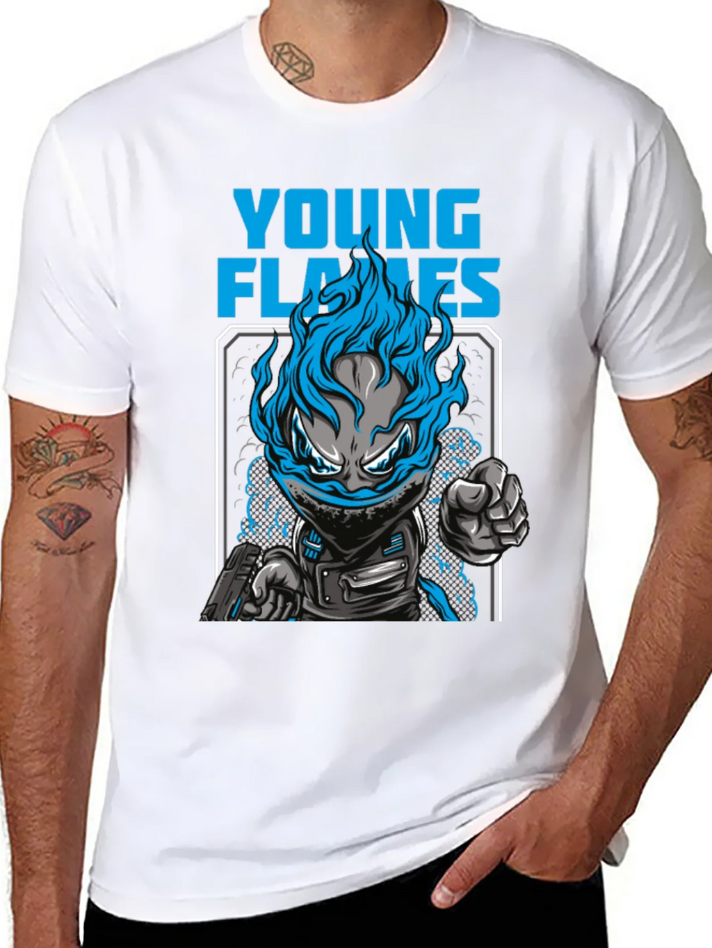 Young Flames Graphic T-Shirt - Blue Fire Design product image 10