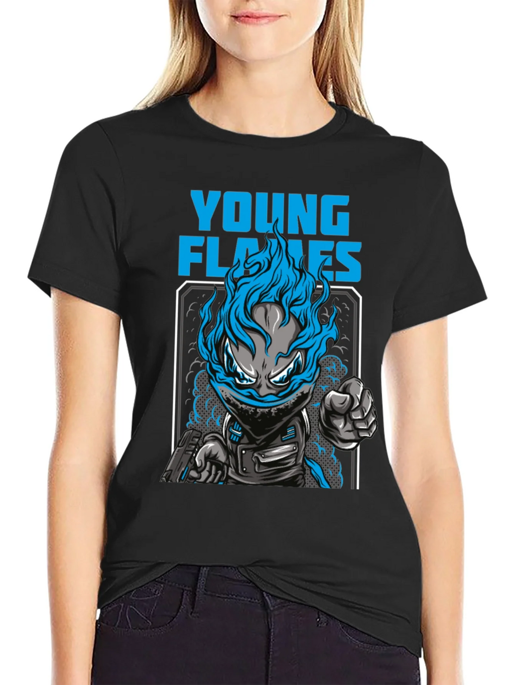 Young Flames Graphic T-Shirt - Blue Fire Design product image 5