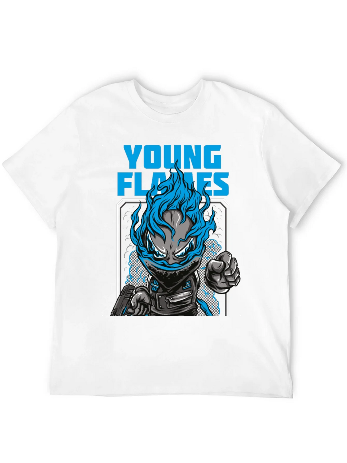 Young Flames Graphic T-Shirt - Blue Fire Design product image 3