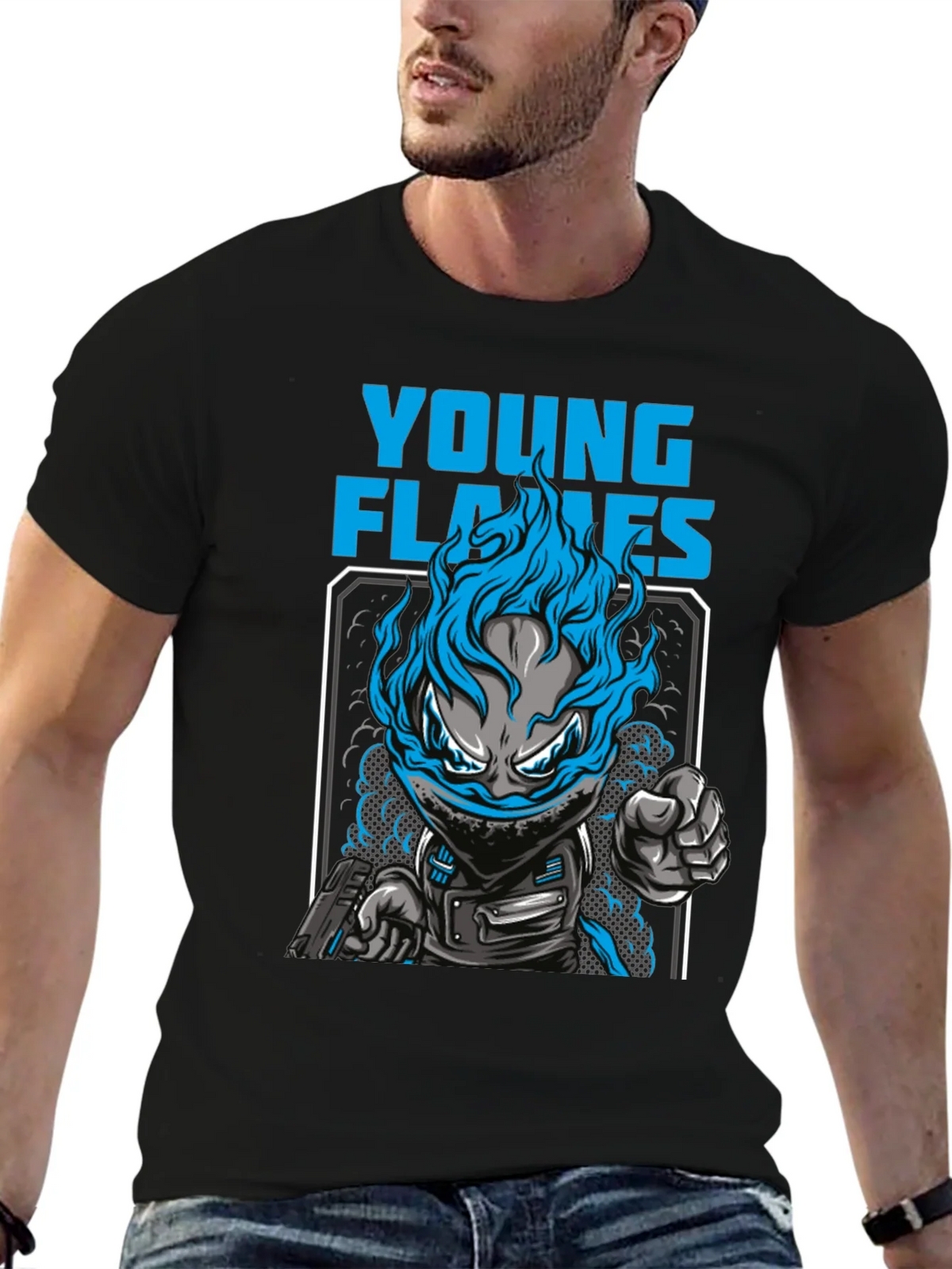 Young Flames Graphic T-Shirt - Blue Fire Design product image 9