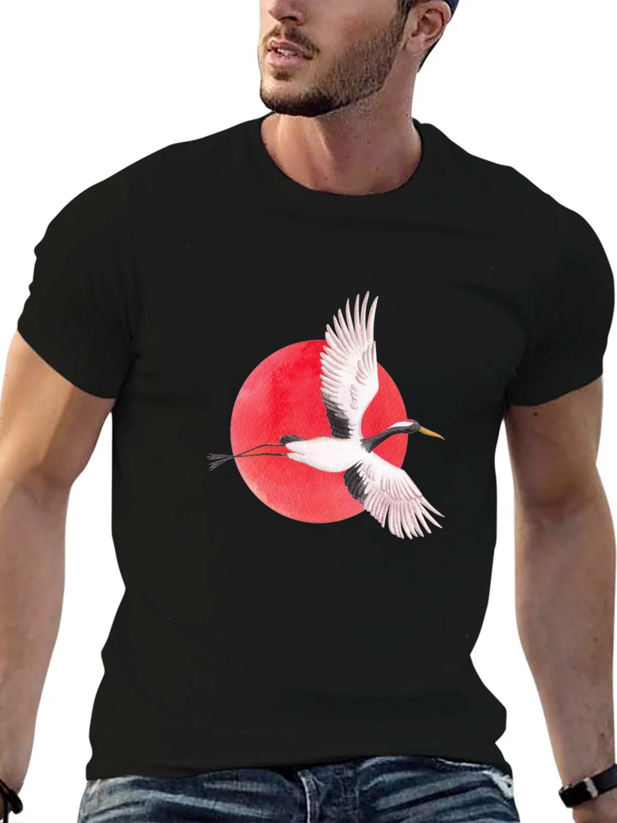 Crane Graphic Black T-Shirt product image 9