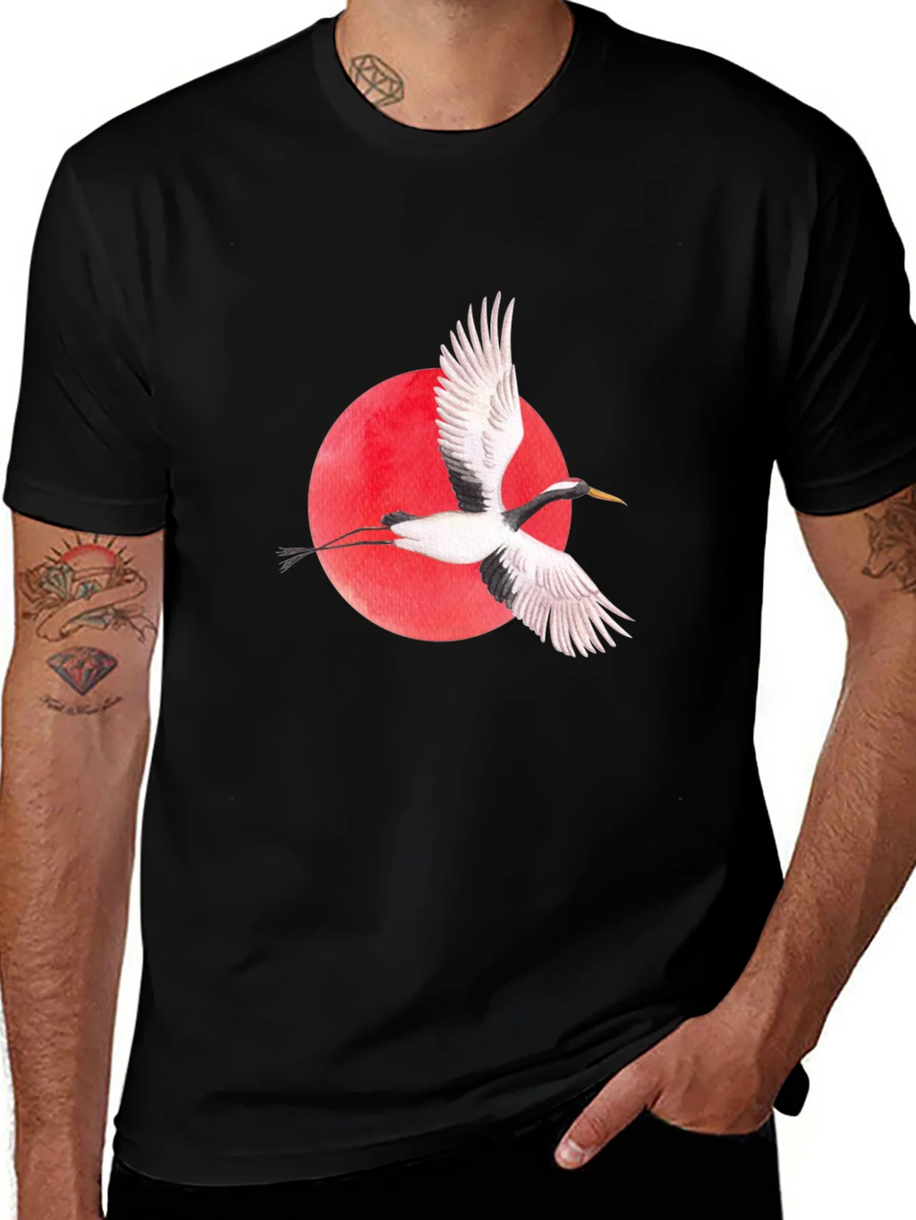 Crane Graphic Black T-Shirt product image 1