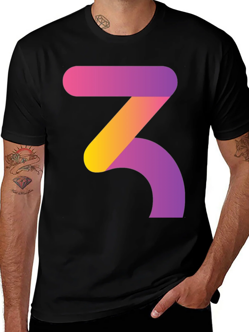 Gradient Number 3 Graphic Tee - Modern Style product image 1