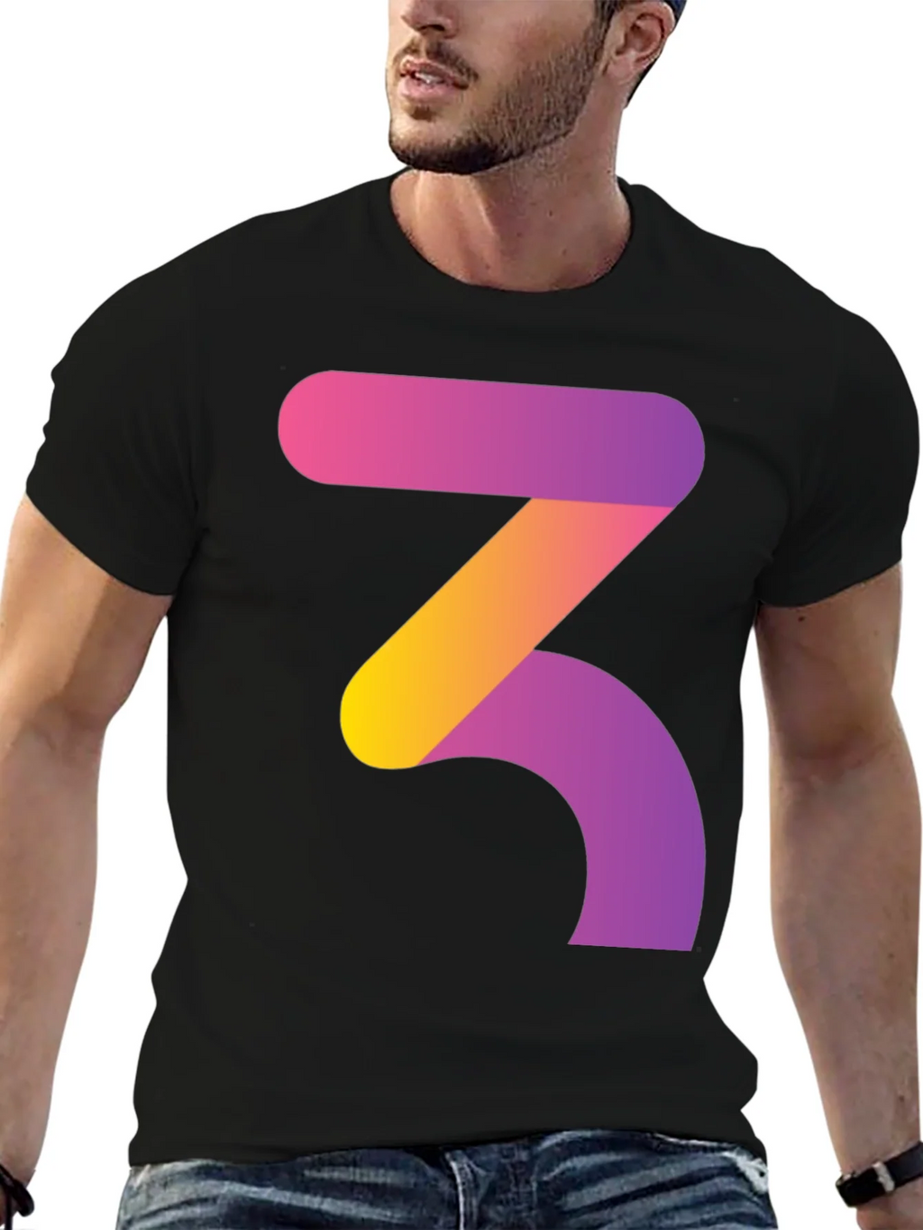Gradient Number 3 Graphic Tee - Modern Style product image 9