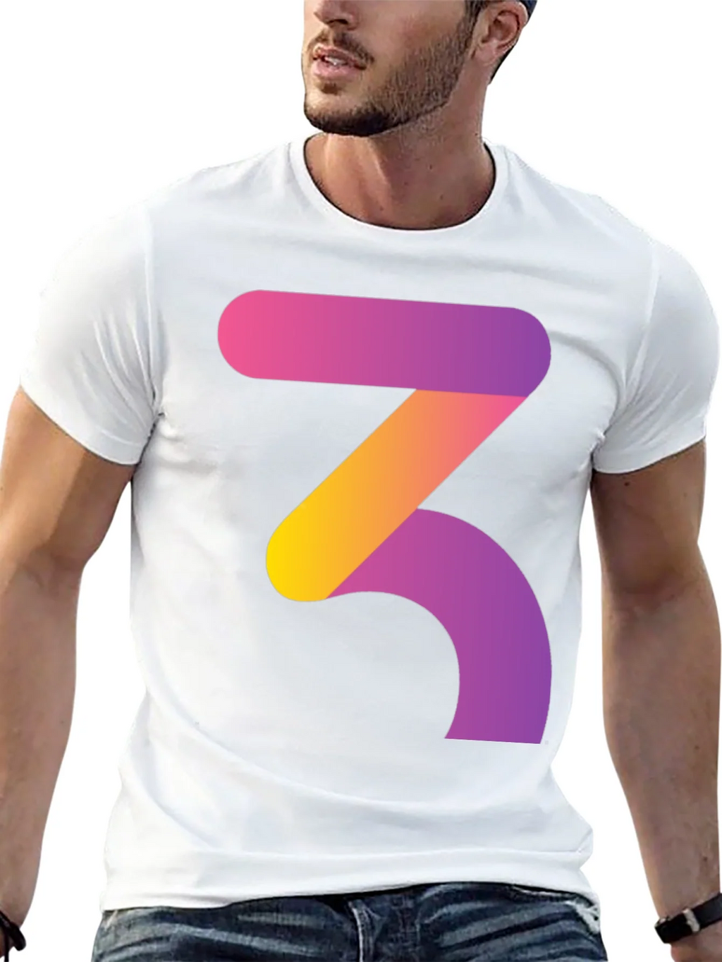 Gradient Number 3 Graphic Tee - Modern Style product image 4
