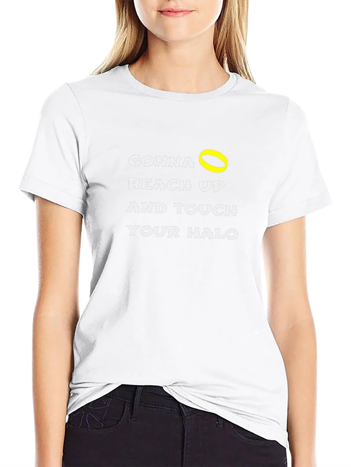 Gonna Reach Up and Touch Your Halo Black T-Shirt product image 11