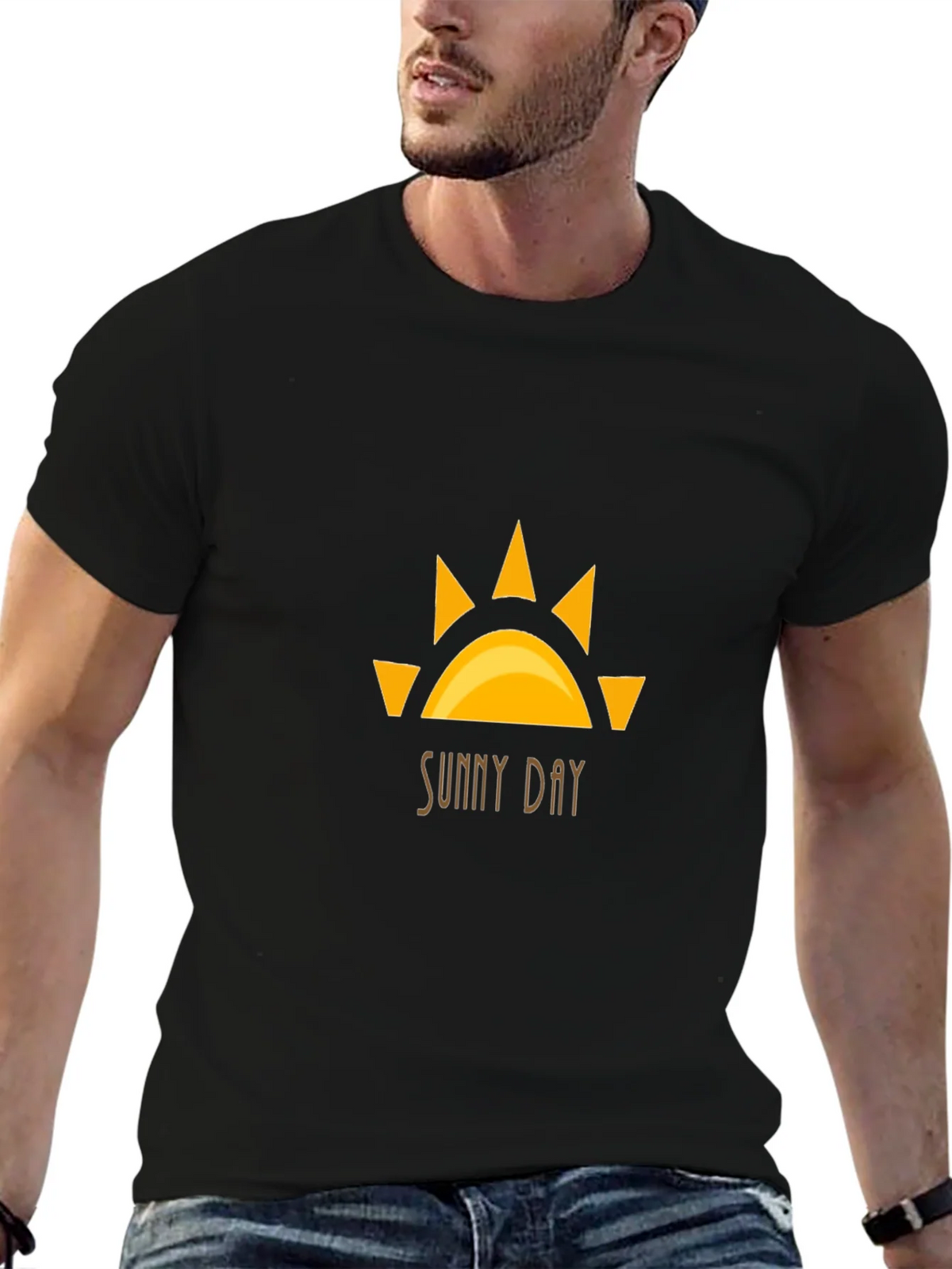 Sunny Day Graphic Tee - Black Cotton T-Shirt product image 9