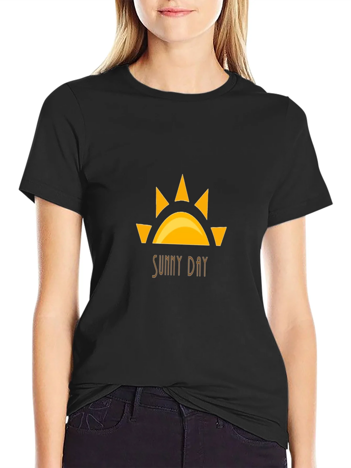 Sunny Day Graphic Tee - Black Cotton T-Shirt product image 5