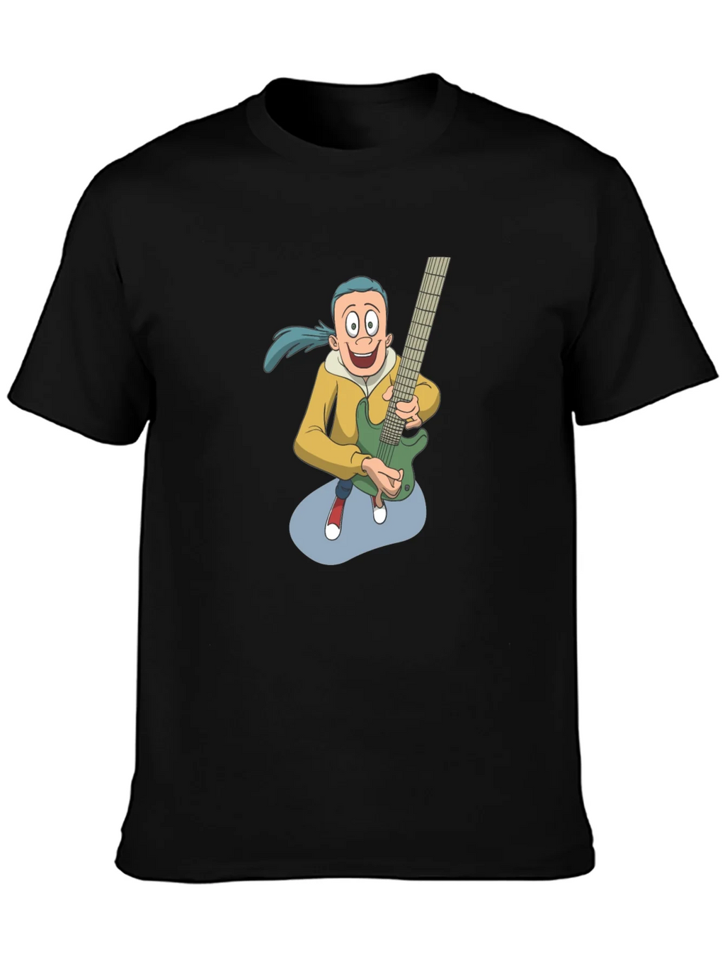 Cartoon Guitarist Graphic Tee - Black product image 6