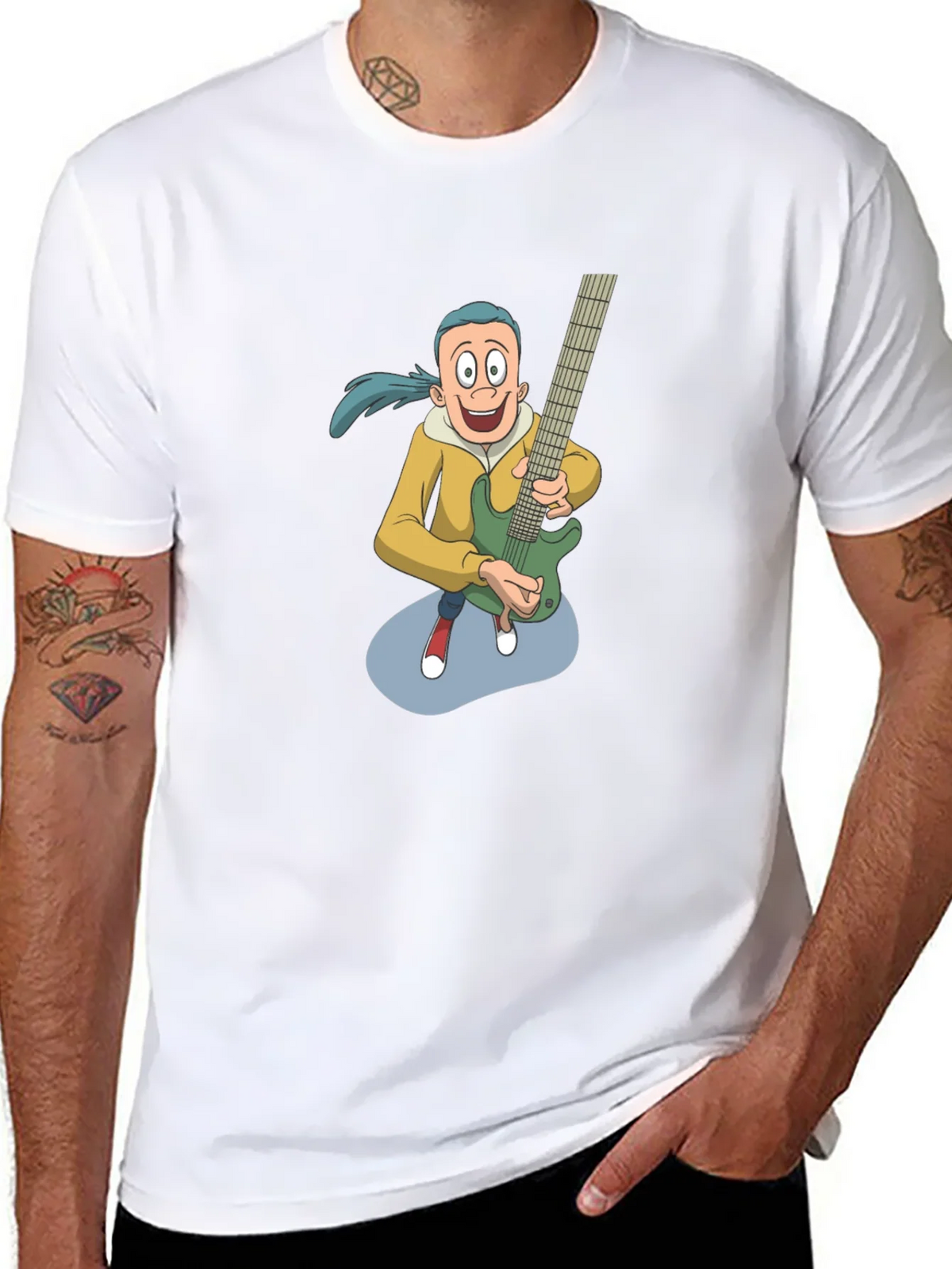 Cartoon Guitarist Graphic Tee - Black product image 10