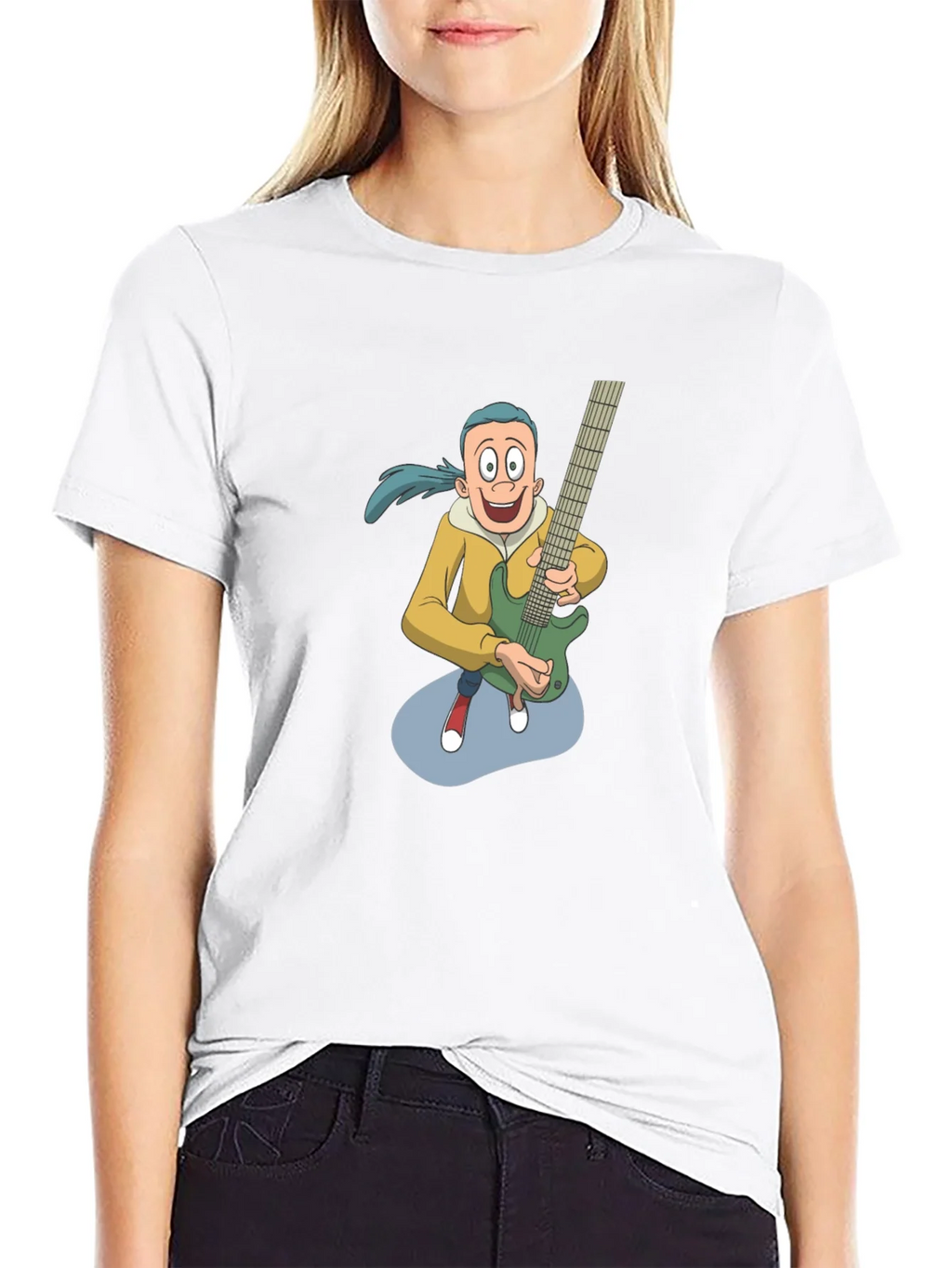Cartoon Guitarist Graphic Tee - Black product image 11