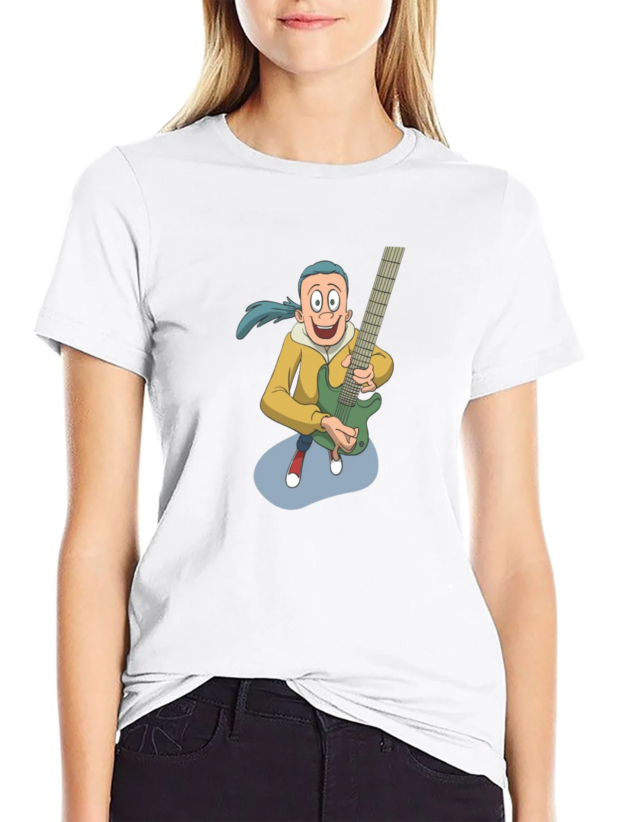 Cartoon Guitarist Graphic Tee - Black product image 11