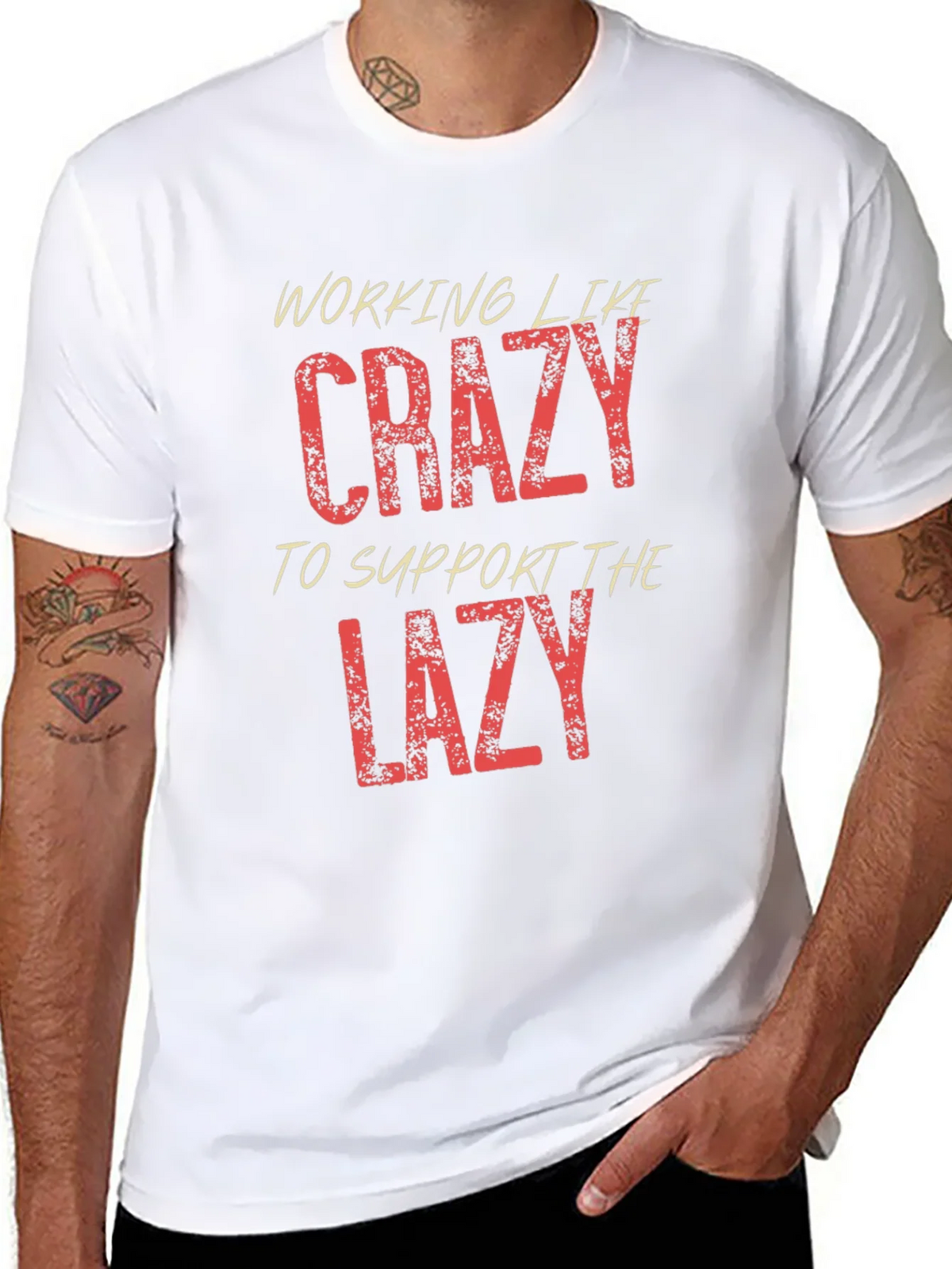 Working Like Crazy Mens Black Graphic T-Shirt product image 10