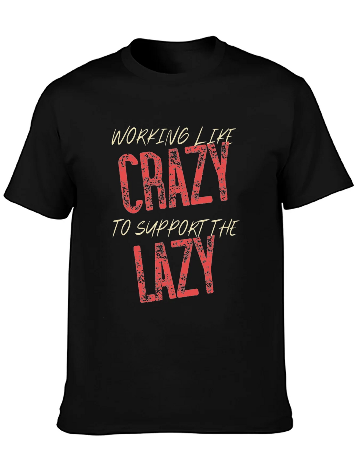 Working Like Crazy Mens Black Graphic T-Shirt product image 6