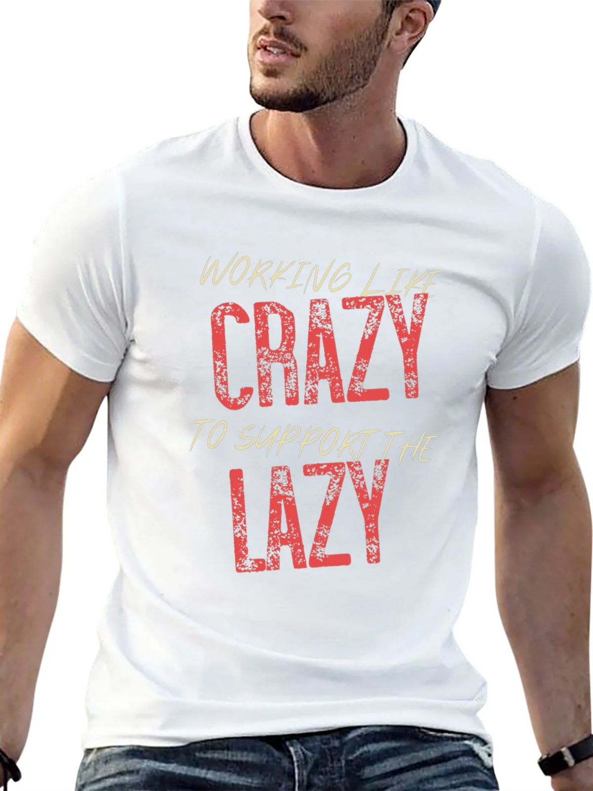 Working Like Crazy Mens Black Graphic T-Shirt product image 4