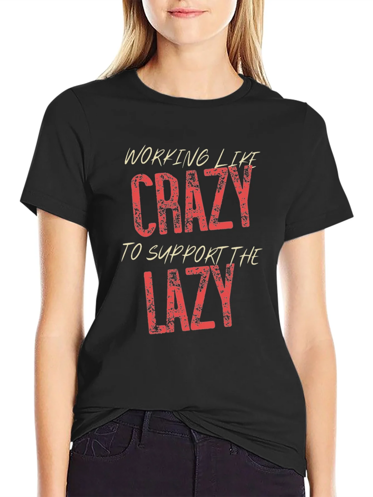 Working Like Crazy Mens Black Graphic T-Shirt product image 5