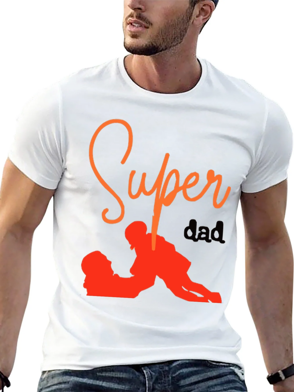 Super Dad Graphic Tee - Black Cotton T-Shirt product image 3