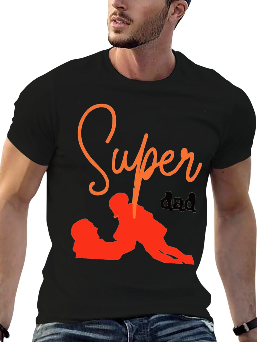 Super Dad Graphic Tee - Black Cotton T-Shirt product image 8