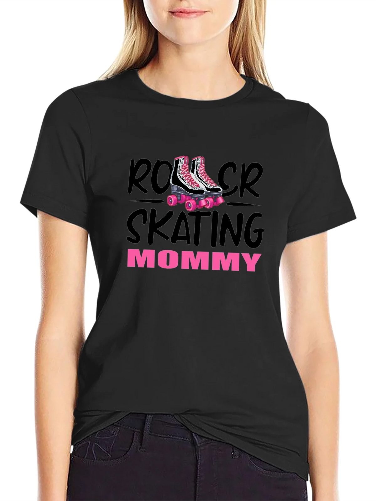 Roller Skating Mommy T-Shirt Black product image 5