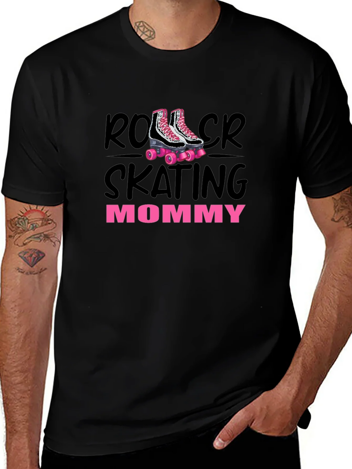Roller Skating Mommy T-Shirt Black product image 1