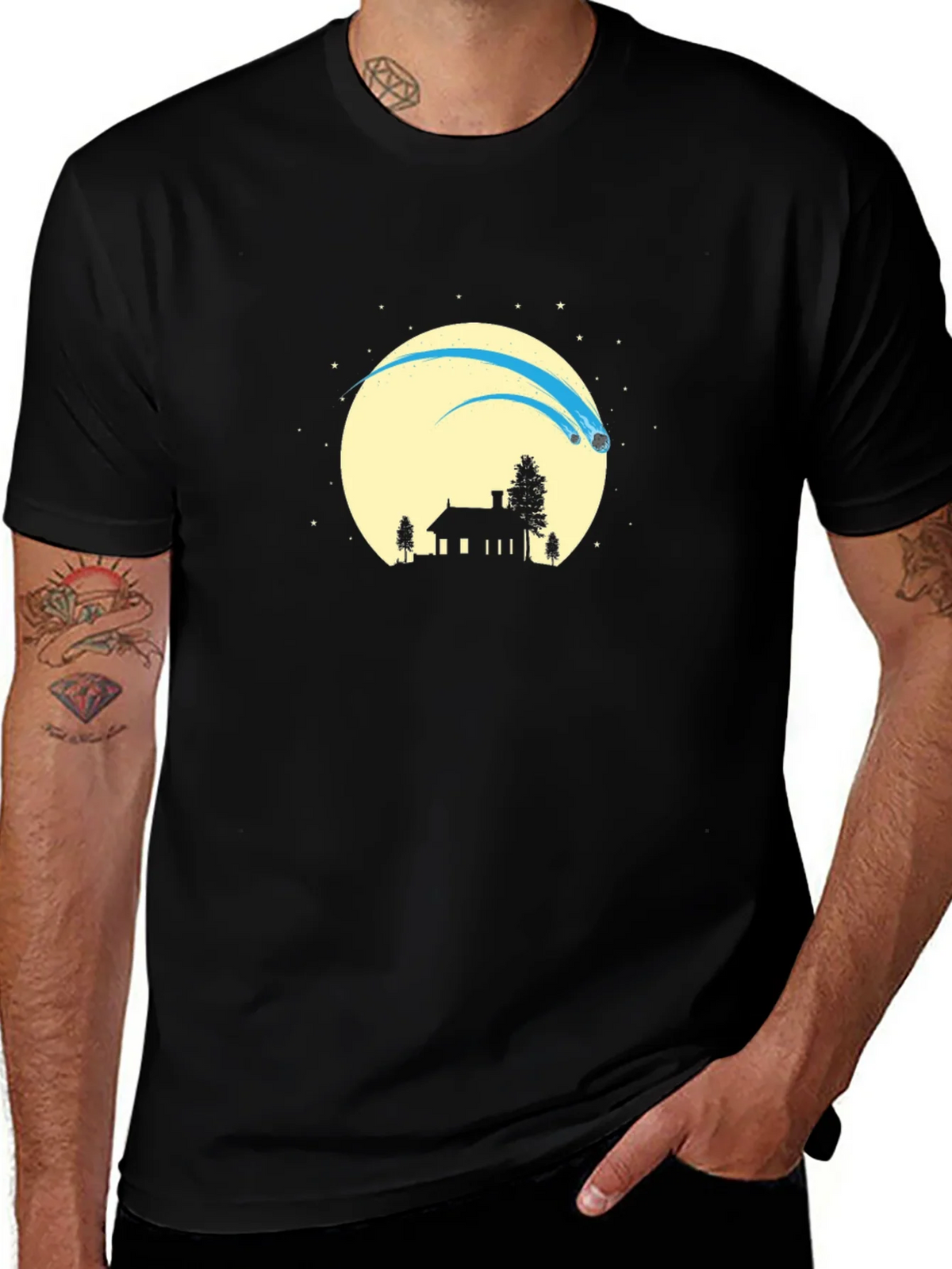 Silhouette Comet Moon Black T-Shirt product image 1