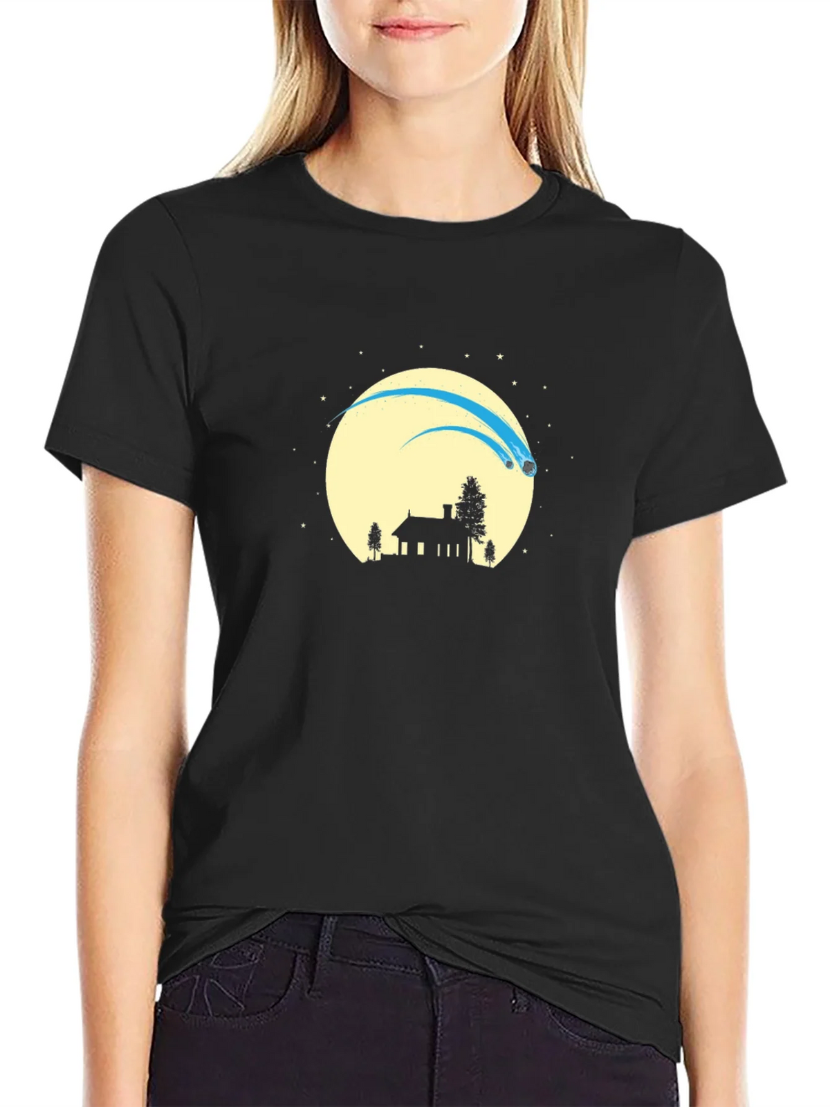 Silhouette Comet Moon Black T-Shirt product image 5