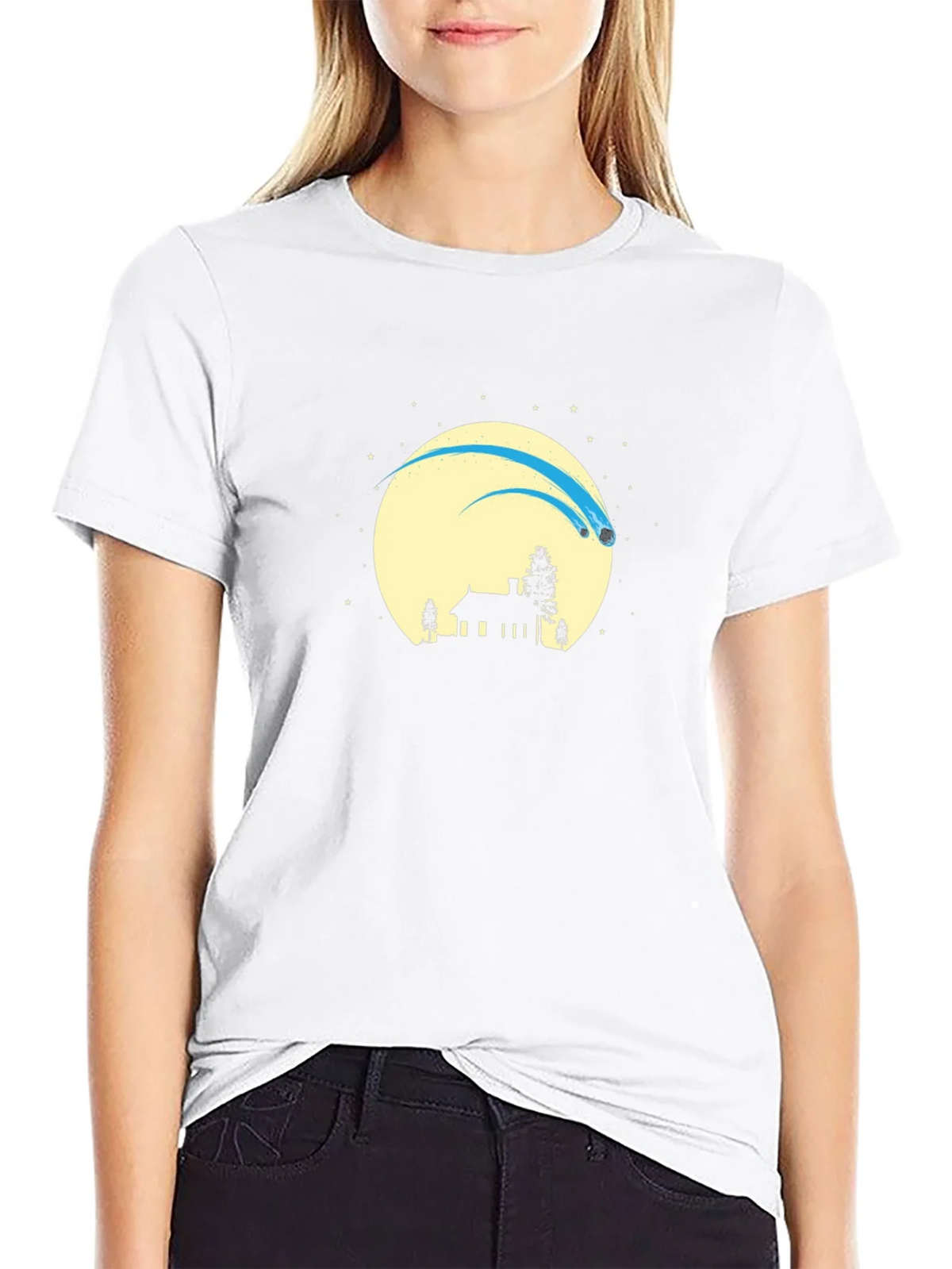 Silhouette Comet Moon Black T-Shirt product image 11
