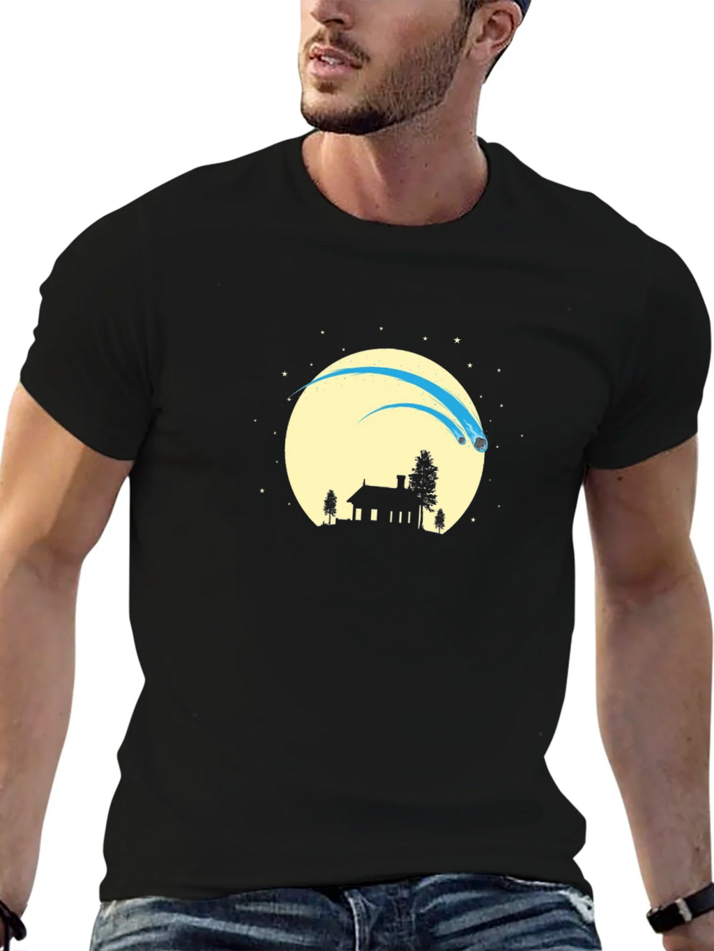 Silhouette Comet Moon Black T-Shirt product image 9