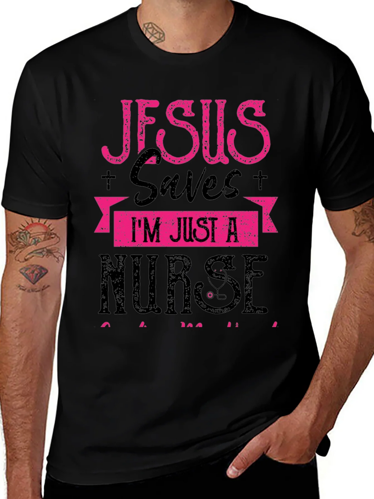 Jesus Saves Im Just a Nurse T-Shirt product image 1