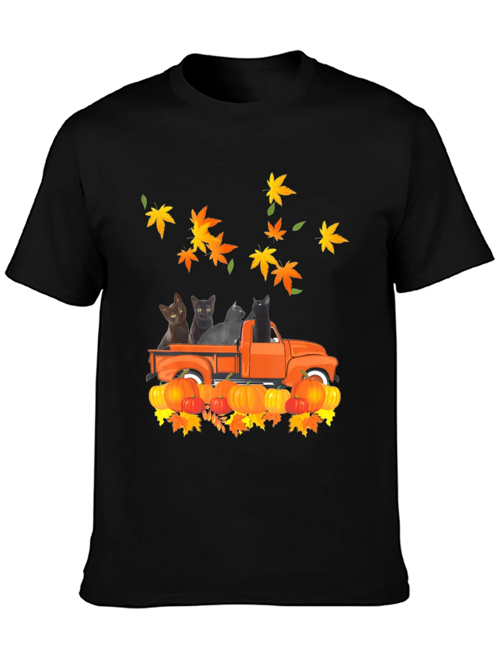 Cat in Truck T-Shirt - Fall Pumpkin Leaves product image 6