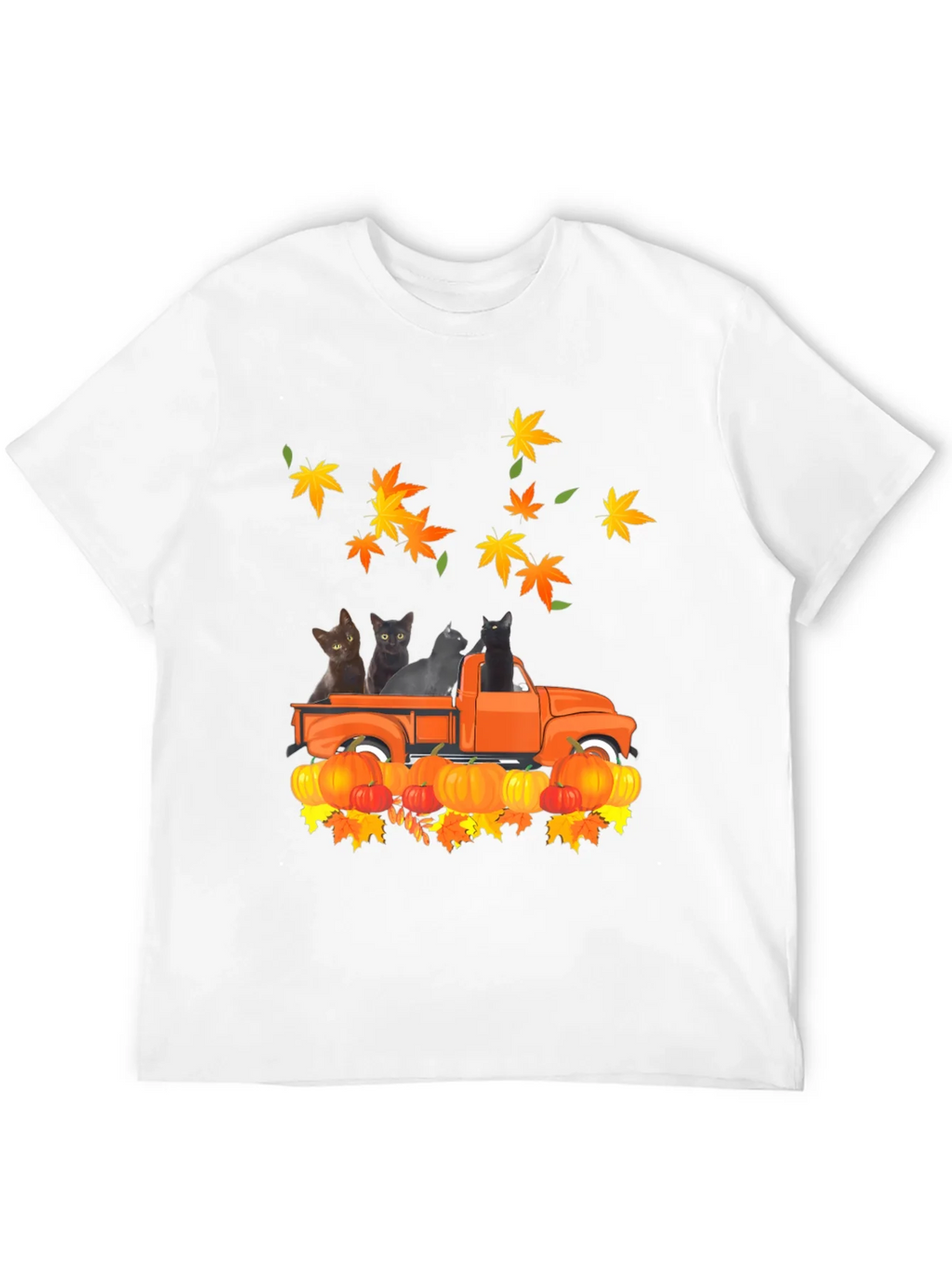 Cat in Truck T-Shirt - Fall Pumpkin Leaves product image 3