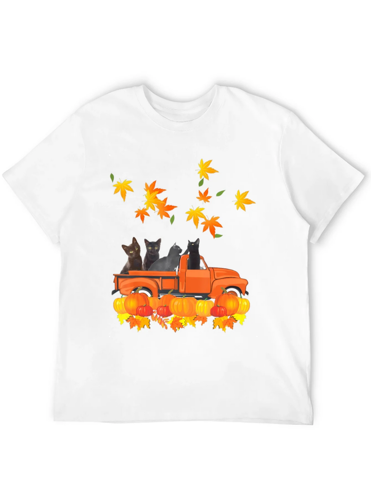 Cat in Truck T-Shirt - Fall Pumpkin Leaves product image 3