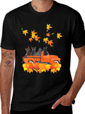 Cat in Truck T-Shirt - Fall Pumpkin Leaves product image 1