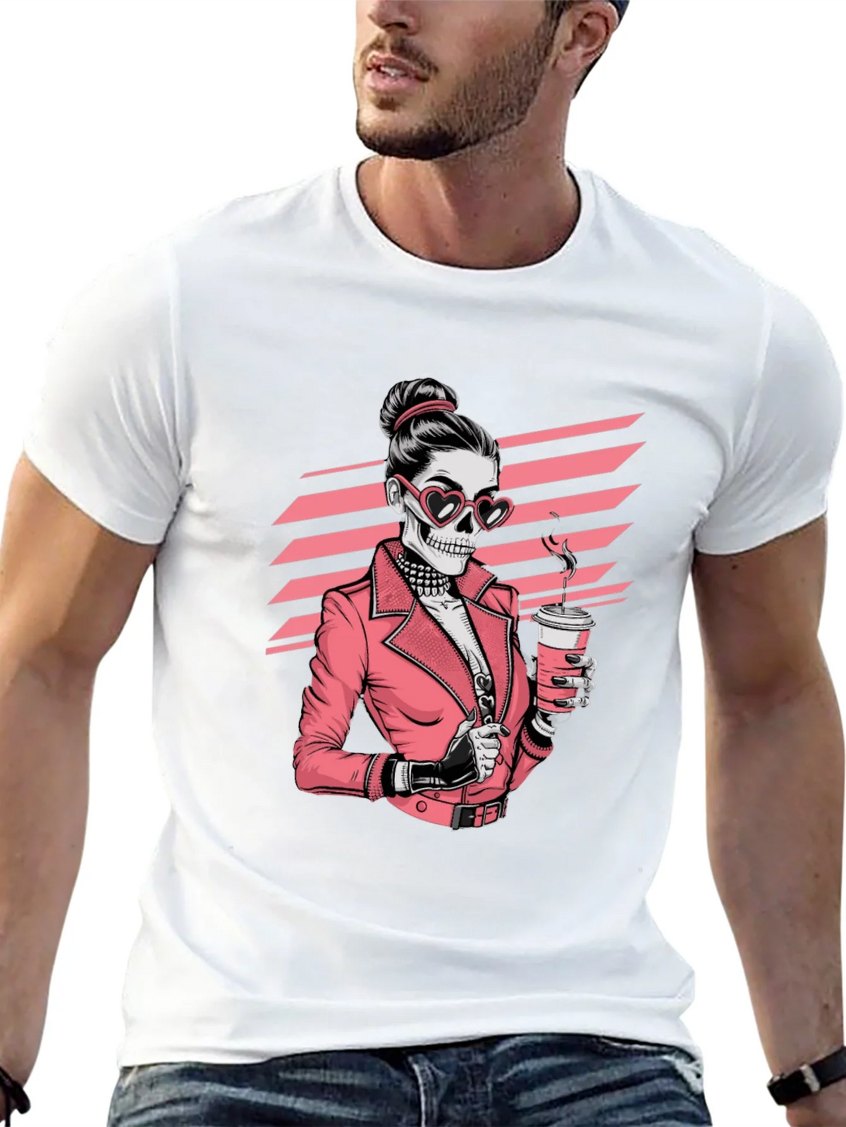 Skull Coffee Lover Graphic Tee - Black T-Shirt product image 4